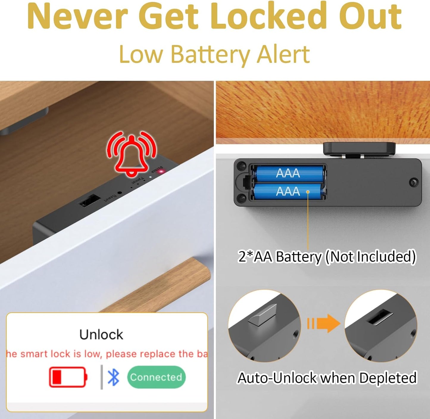 Adhesive and screw installation options for the hidden cabinet lock