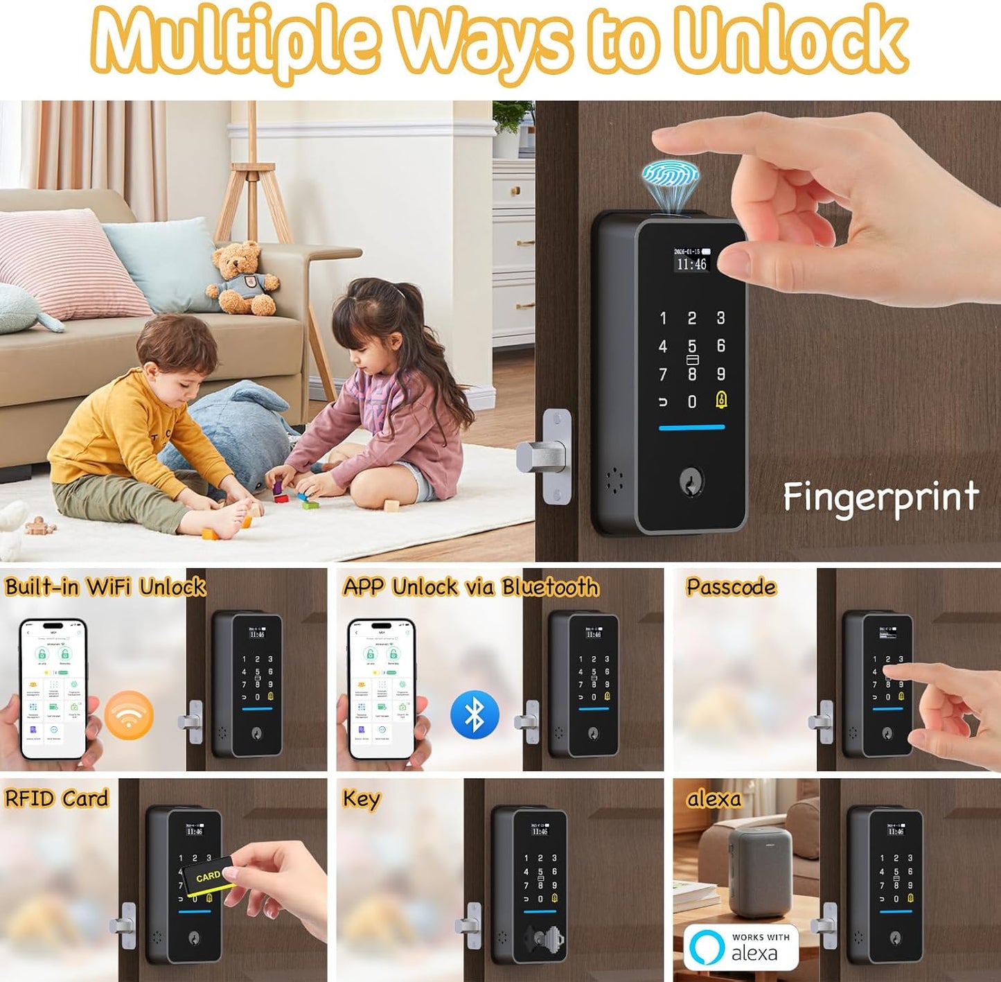 Parent-set 4-digit indoor exit PIN for the Bestkid child-safe door lock