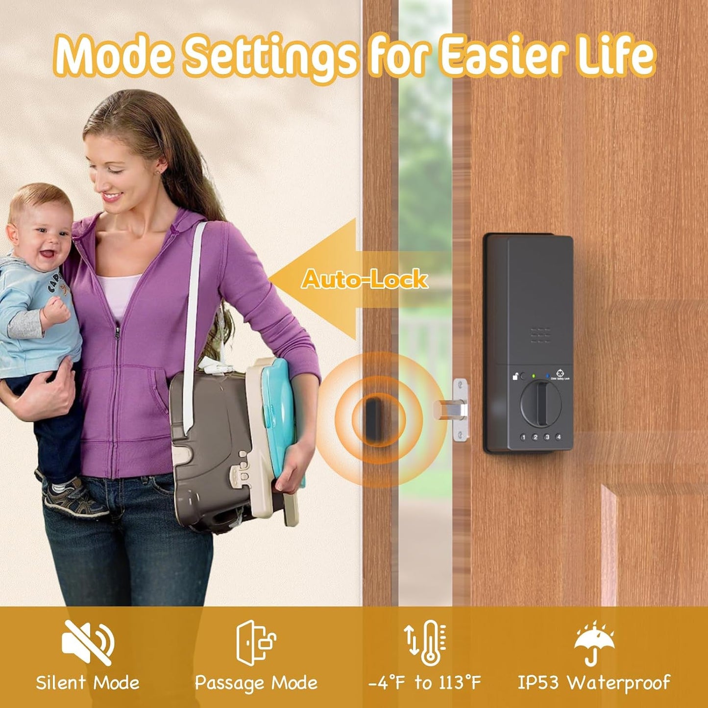 Anti-peep keypad PIN access on the Bestkid child-safe smart door lock