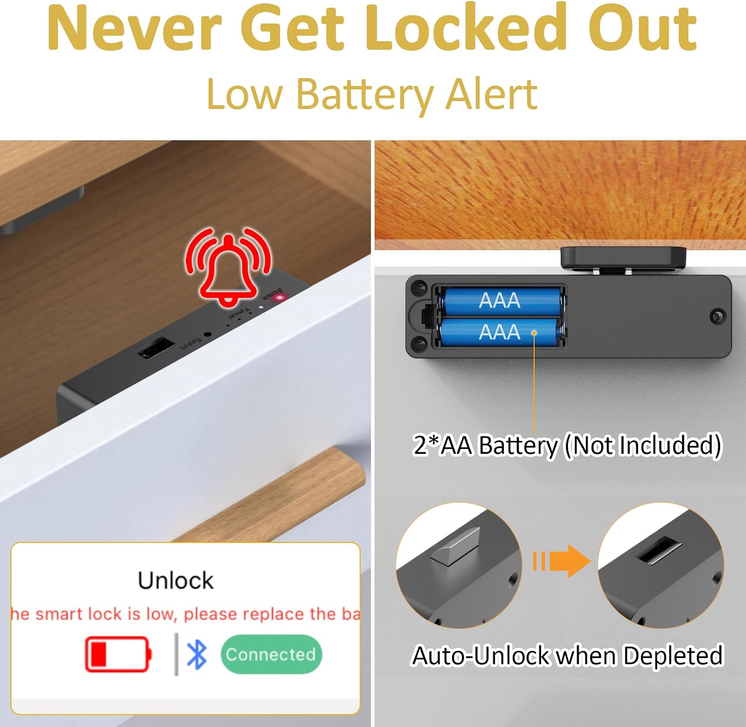 Adhesive and screw installation options for the hidden cabinet lock