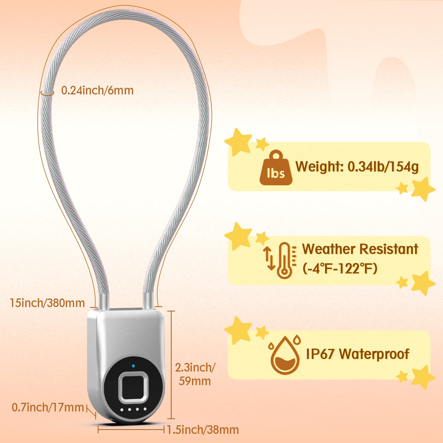Bestkid Fingerprint Cable Lock
