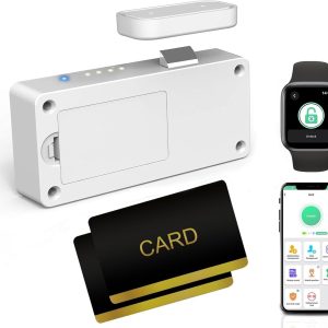 Cabinet Lock Hidden Drawer Lock with RFID Card NFC Child Safety for Kitchen Pantry Furniture Support Phone or Watch App No Drilling White