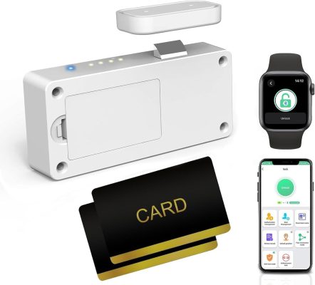 Cabinet Lock Hidden Drawer Lock with RFID Card NFC Child Safety for Kitchen Pantry Furniture Support Phone or Watch App No Drilling White