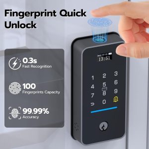 Alternative view of Fingerprint Keyless Entry Door Lock with Door Magnetic Sensor Built-in Wi-Fi and Doorbell No hub No Drilling