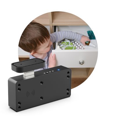 Cabinet Lock RFID Card NFC Hidden Drawer Lock for Kitchen Pantry Furniture Bluetooth APP Child Safety Black