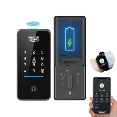 Fingerprint Keyless Entry Door Lock with Door Magnetic Sensor Built-in Wi-Fi and Doorbell No hub No Drilling
